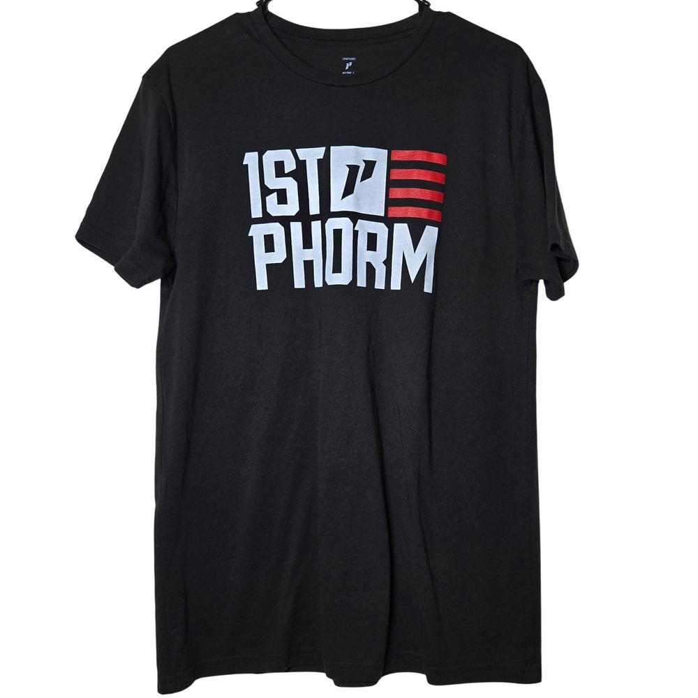 1st Phorm Black Graphic Short Sleeve Shirt L Gym Fitness Gym Active Nutrition